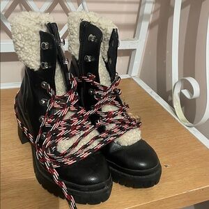 Black and Cream Women's Boots